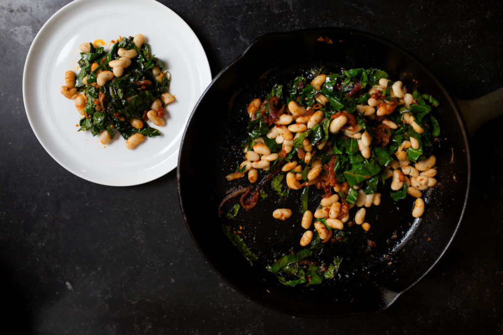 Image for Cannelini Beans & Collard Greens in Tomato-Coriander Butter