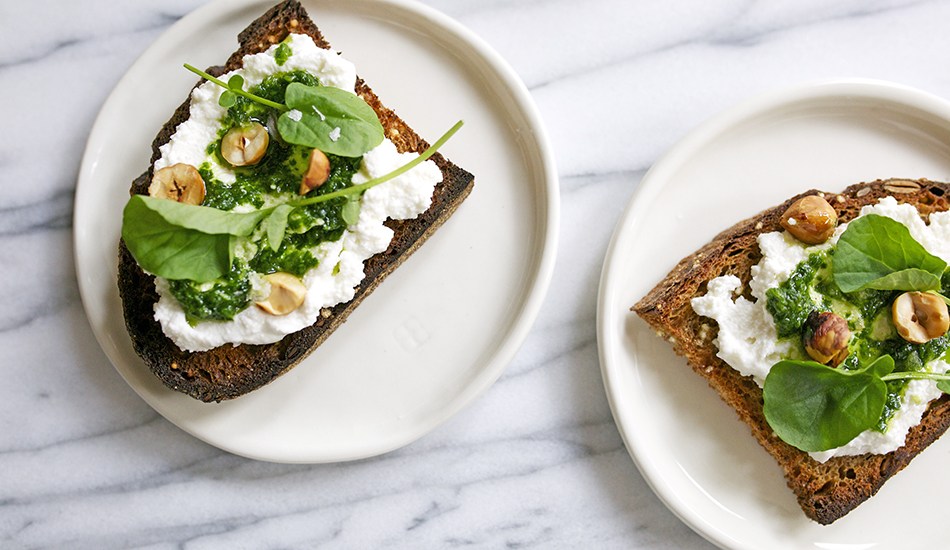 Image for Watercress, Ricotta & Hazelnut Tartines