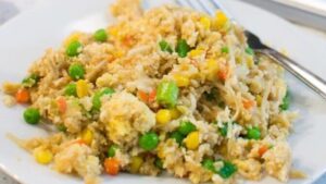 Fried Cauliflower Rice on serving plate