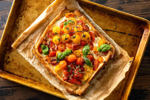 Tomato Galette on Parchment Paper