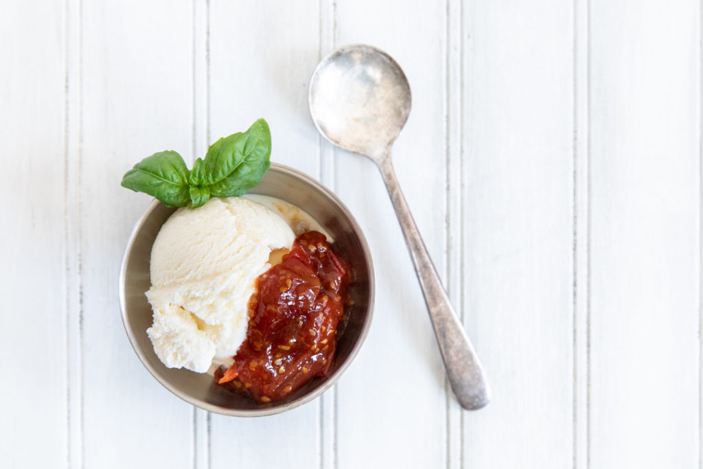 Image for Balsamic Tomato Compote with Vanilla Ice  Cream