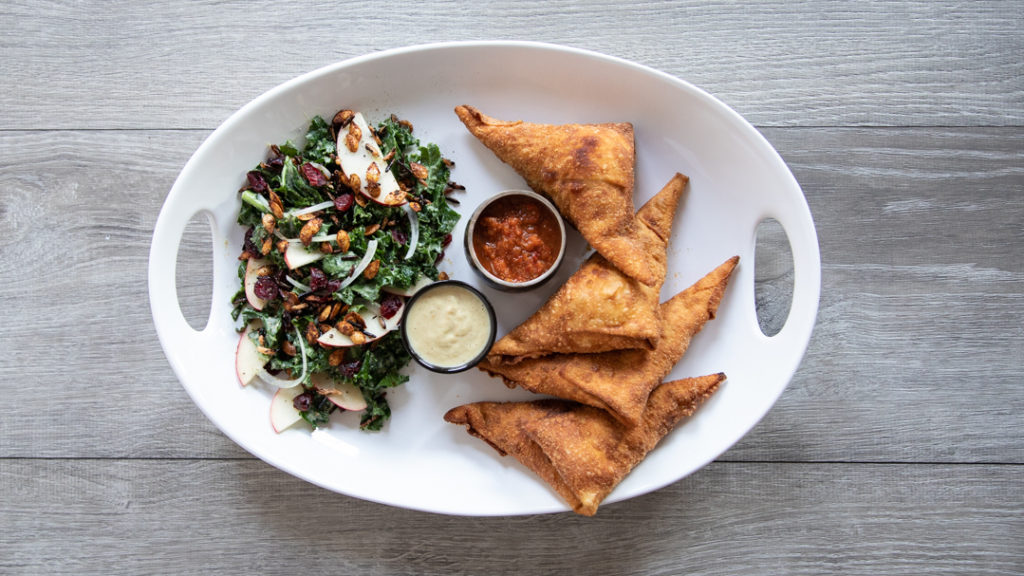 Image for Autumn Harvest Sambusas & Kale Salad With Apple Maple Corn Vinaigrette