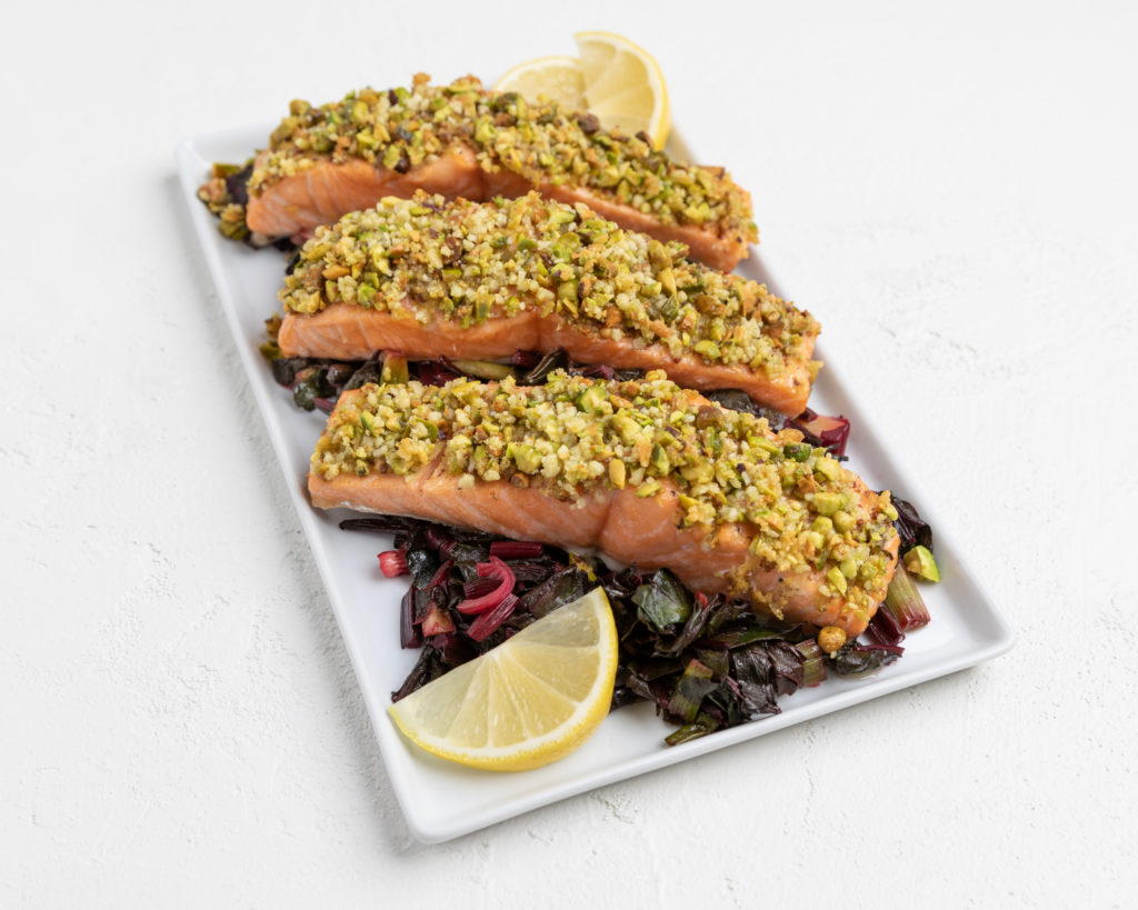 Image for Pistachio Crusted Salmon with Wilted Greens