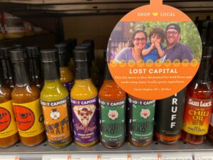 Lost Capital Hot Sauces on Shelf