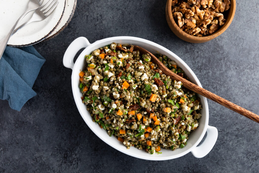 Image for Lemony Marinated Lentils with Walnuts and Goat Cheese