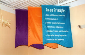 A Banner Lists the Lakewinds Co-op Principles