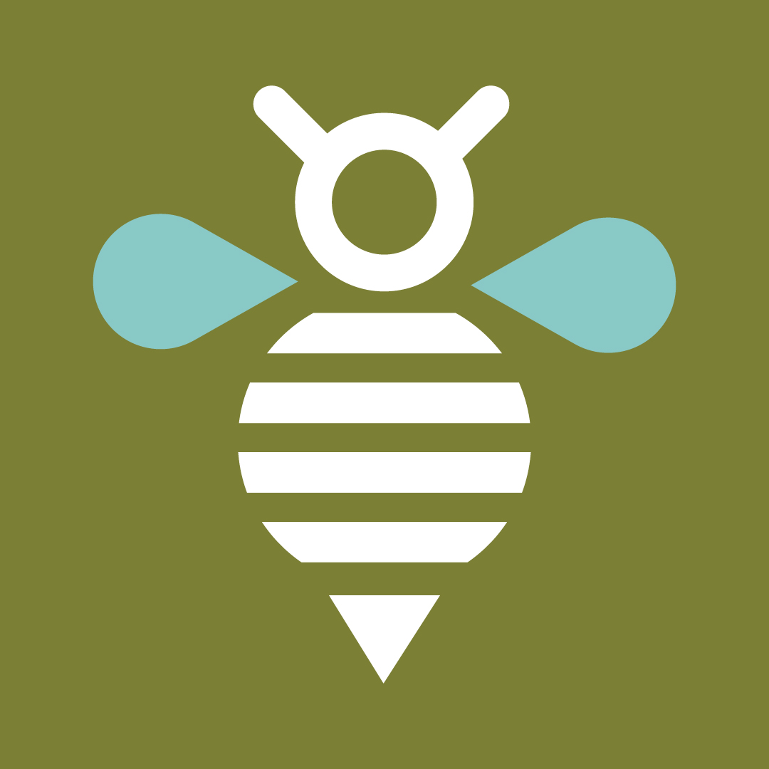 Graphic of a White Bee on a Green Background