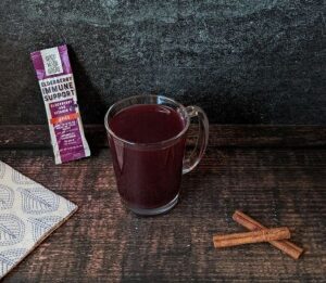 Elderberry Hot Drink in a Clear Mug