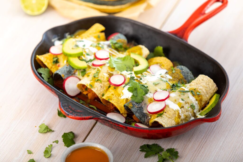 Image for Springtime Sweet Potato Enchiladas with Cilantro Farro