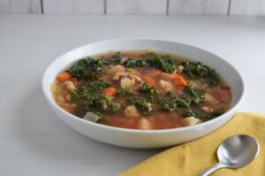 Minestrone in a Bowl with Yellow Napkin