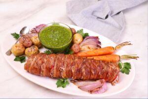 Bacon Wrapped Pork Tenderloin with Vegetables