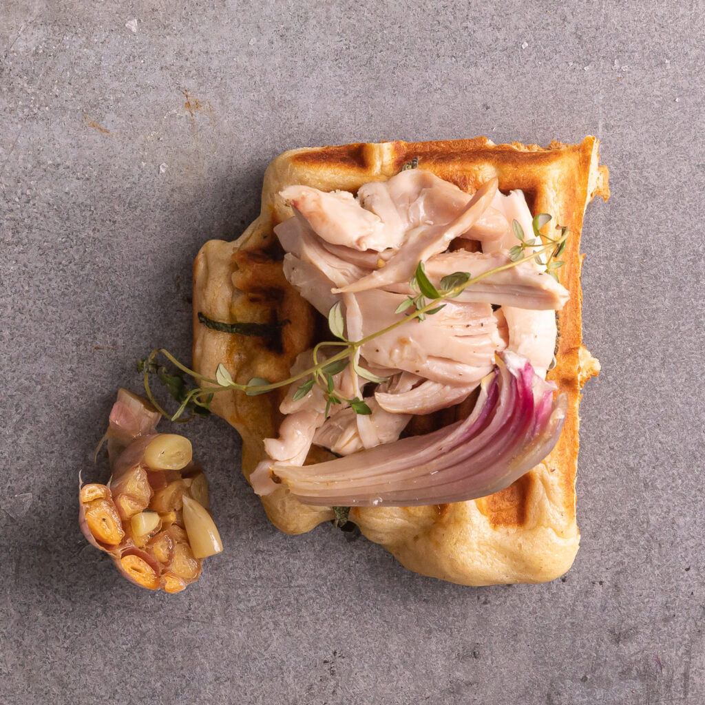 Image for Butternut Squash Waffles with Chicken Confit