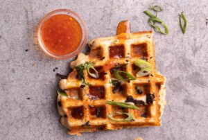 Chinese Savory Waffle with Dipping Sauce