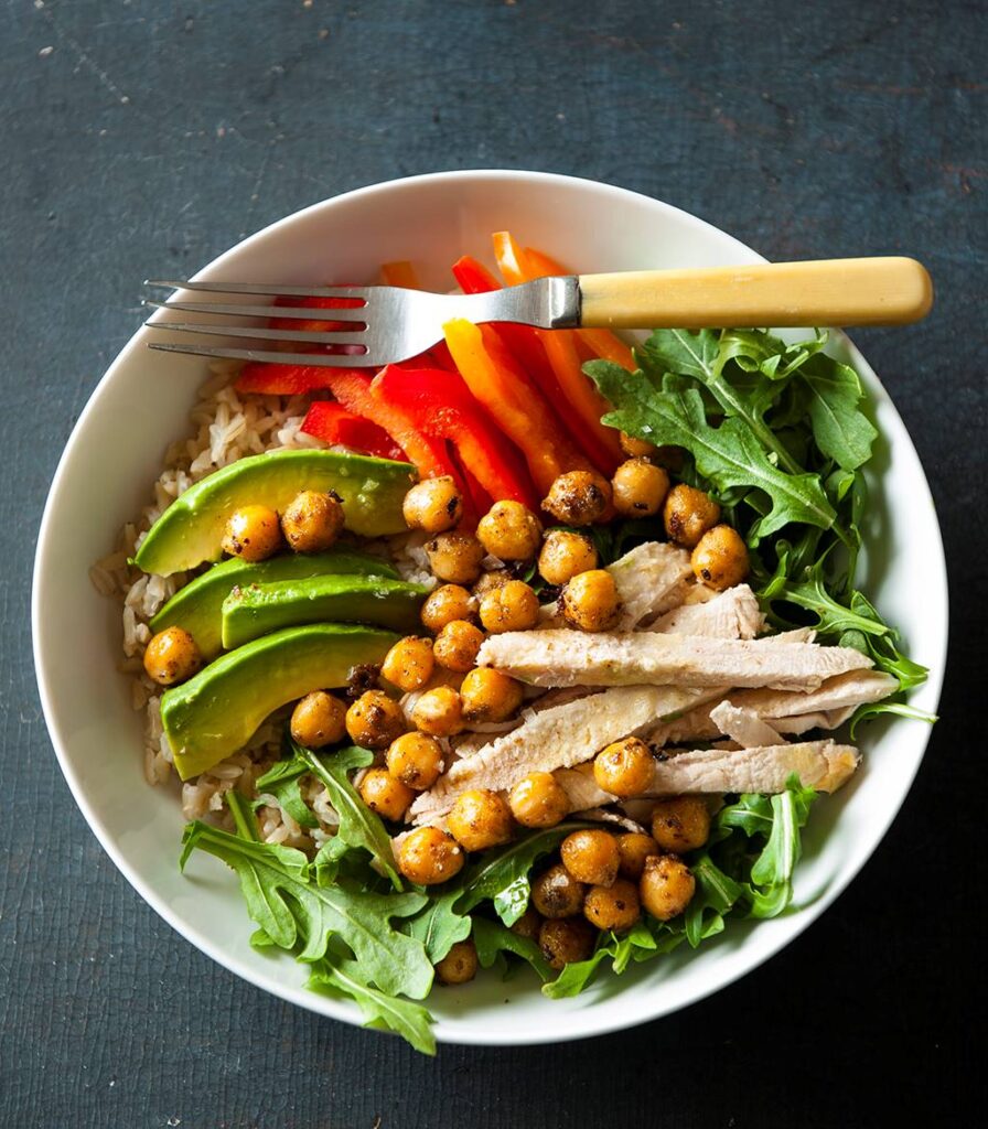 Rotisserie Chicken Meal of Chickpea Veggie Grain Bowl