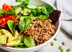 Grain Bowl with Farro, Pepitas for an Easy Lunch Idea