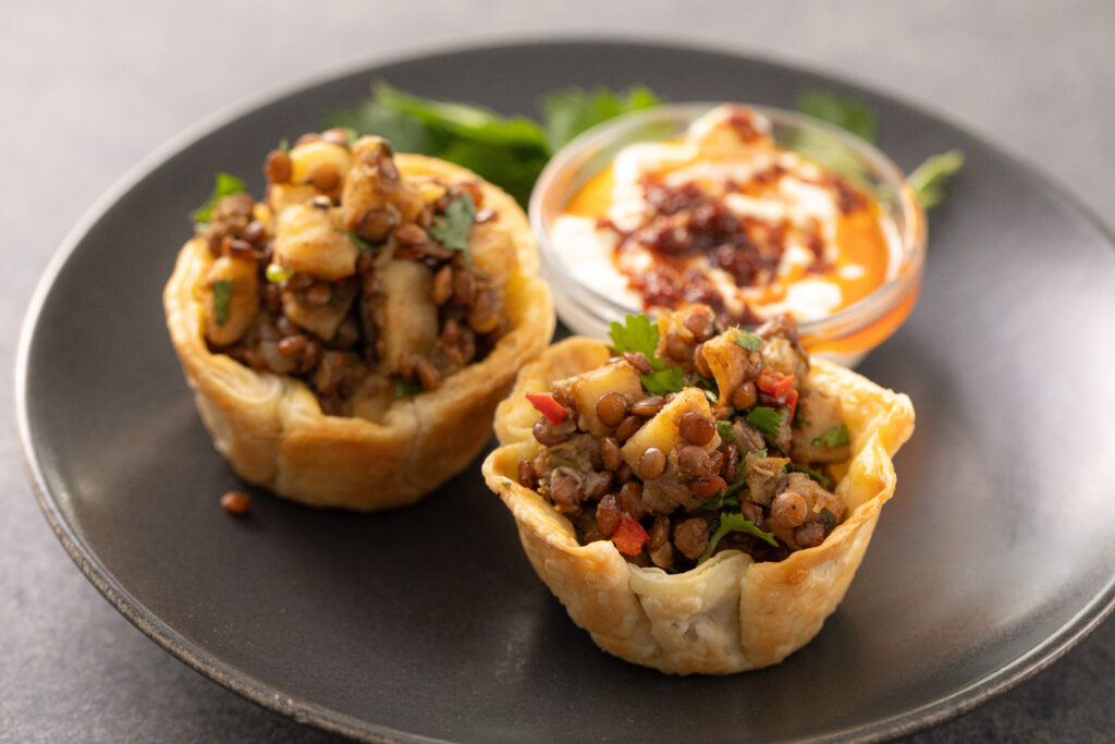 Image for Lentil and Potato Puff Pastry Cups