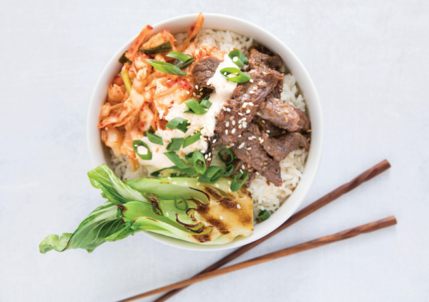 Bowl with Kimchi, Beef, and Bok Choy
