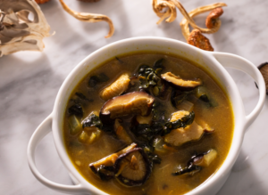 Mushroom Veggie Soup in a Clear Broth