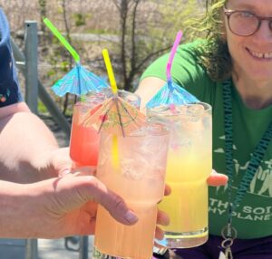 Pomegranate, Watermelon, and Classic Lemonades With Umbrella Straws