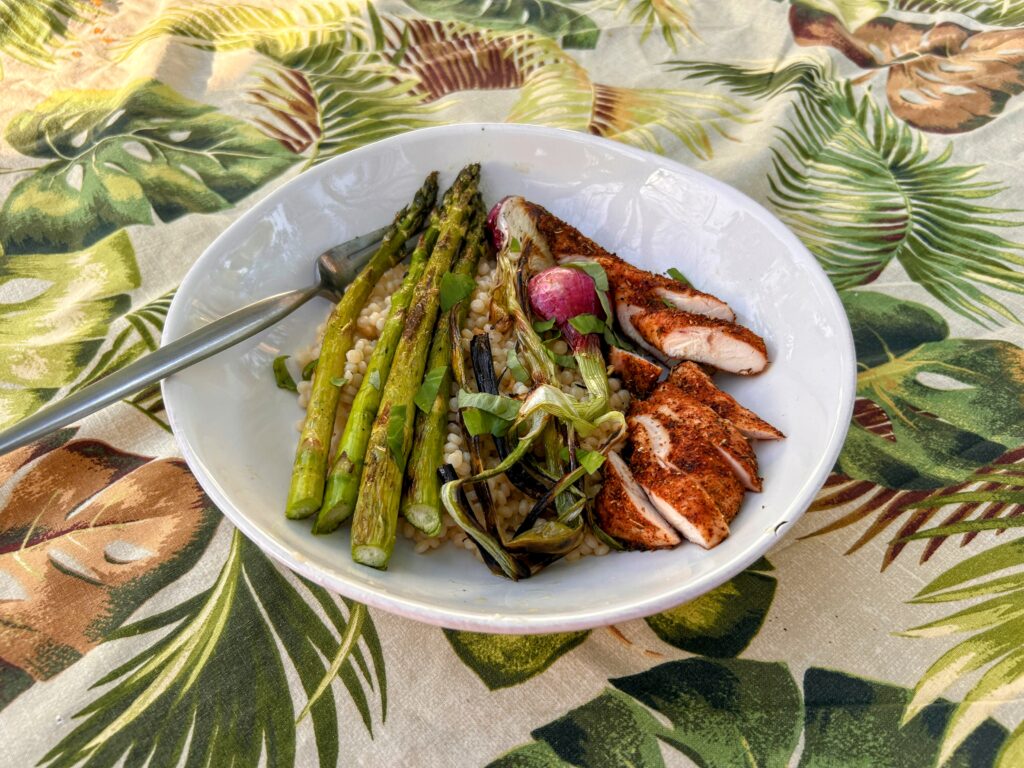 Image for Grilled Chicken and Spring Veggies with Romesco Couscous