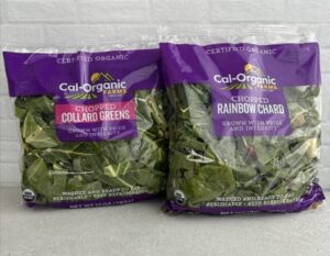 A Package of Collard Greens and One of Rainbow Chard