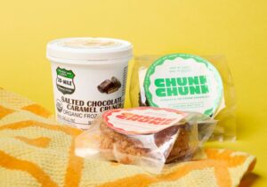 ChunkChunk Ice Cream Bars and Sandwiches and 20-Mile Custard on a Yellow Background