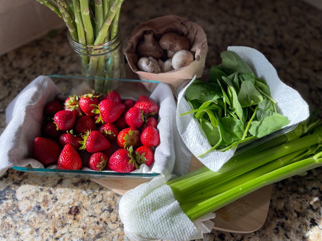 Various produce on a counter top