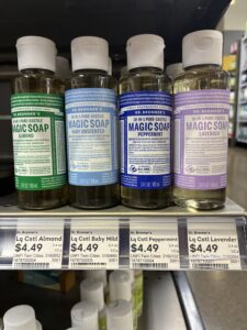 Dr Bronner's travel-size soaps